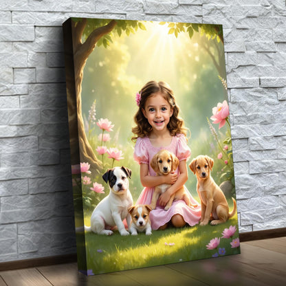 A Menina dos Cachorrinhos — quadro personalizado