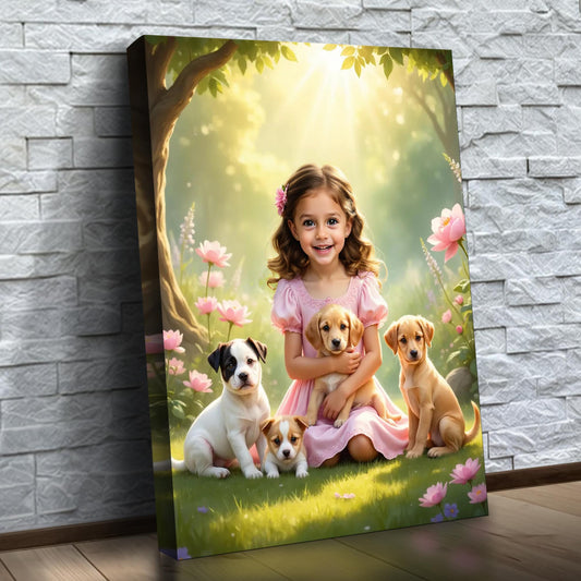 A Menina dos Cachorrinhos — quadro personalizado