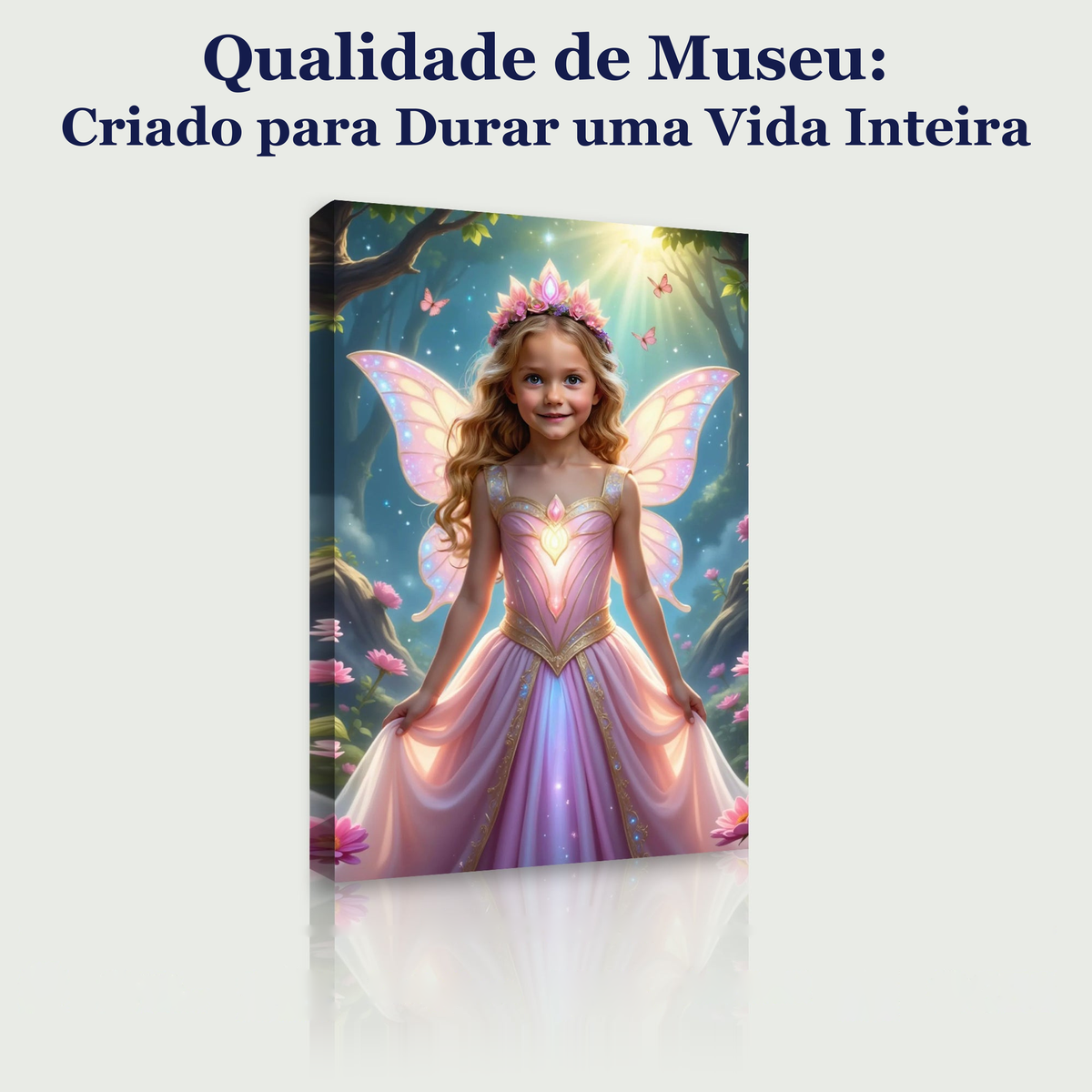 A Bela das Borboletas – quadro canvas personalizado, qualidade de museu, criado para durar uma vida inteira