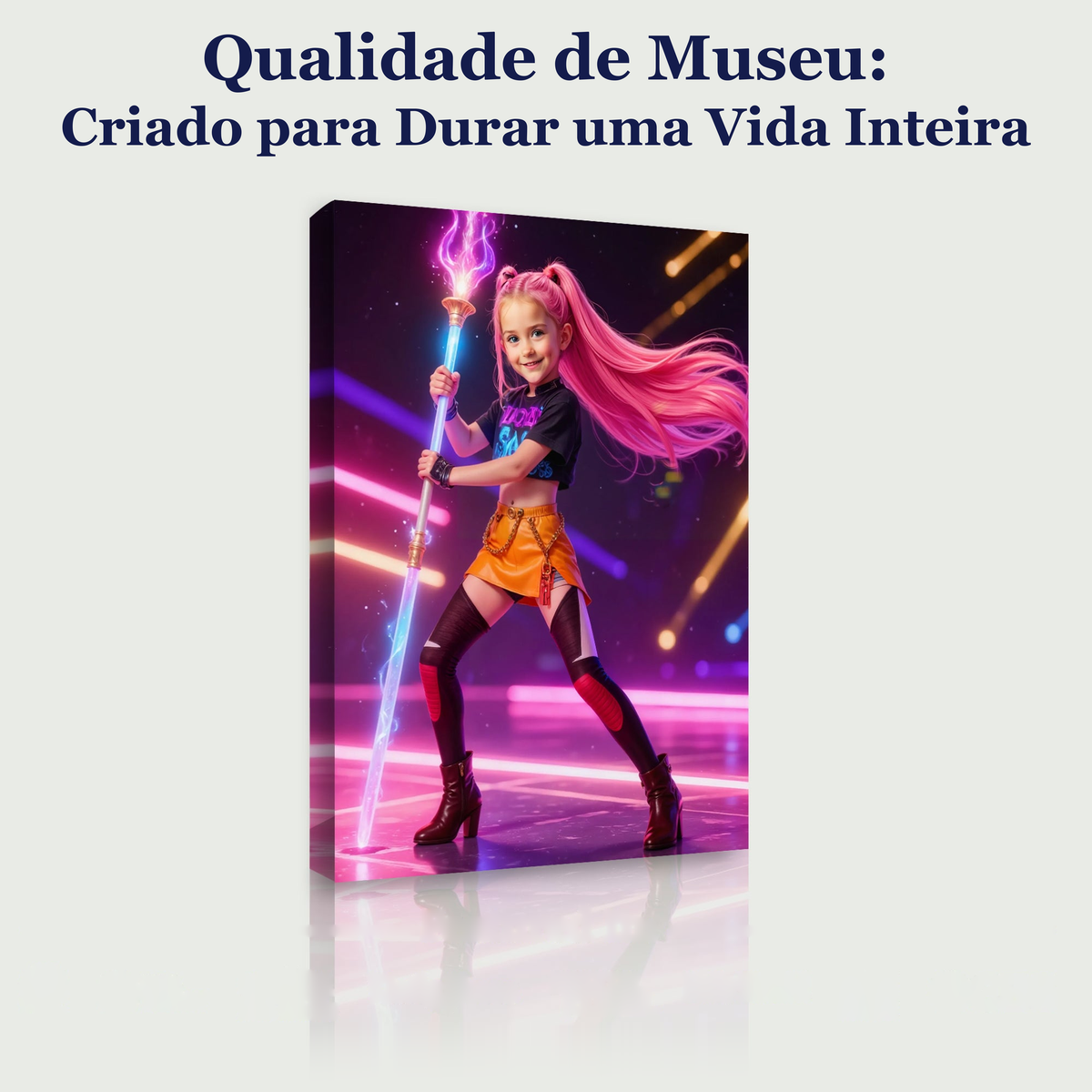 A Guerreira do K-Pop – quadro canvas personalizado, qualidade de museu, criado para durar uma vida inteira