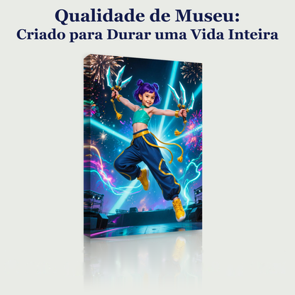 A Guardiã Cósmica do K-Pop – quadro canvas personalizado, qualidade de museu, criado para durar uma vida inteira
