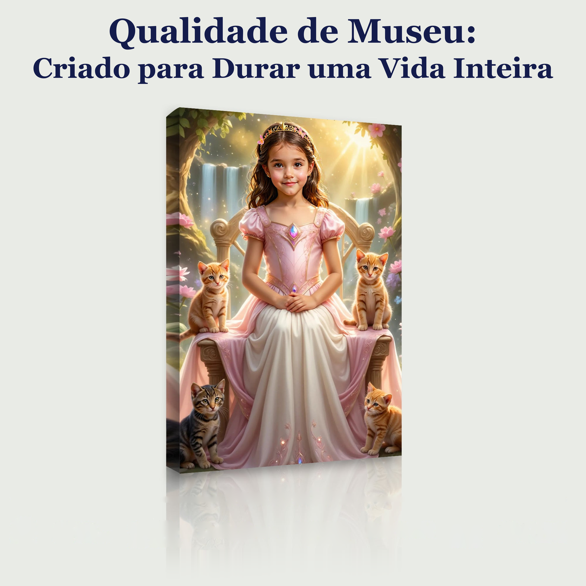 A Princesa dos Gatinhos – quadro canvas personalizado, qualidade de museu, criado para durar uma vida inteira