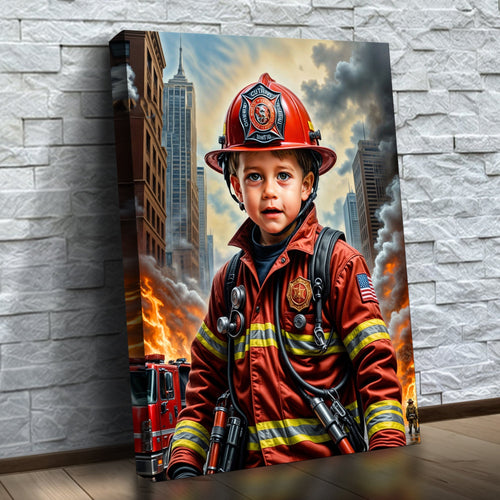 O Herói Bombeiro — quadro canvas personalizado na parede