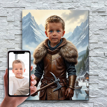 O Pequeno Chefe Viking – antes e depois: a foto enviada e o quadro pronto