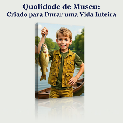O Pequeno Pescador – quadro canvas personalizado, qualidade de museu, criado para durar uma vida inteira